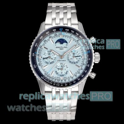 V9 Swiss Replica Breitling Navitimer B19 Ice Blue Dial Stainless Steel Limited Edition Watch 